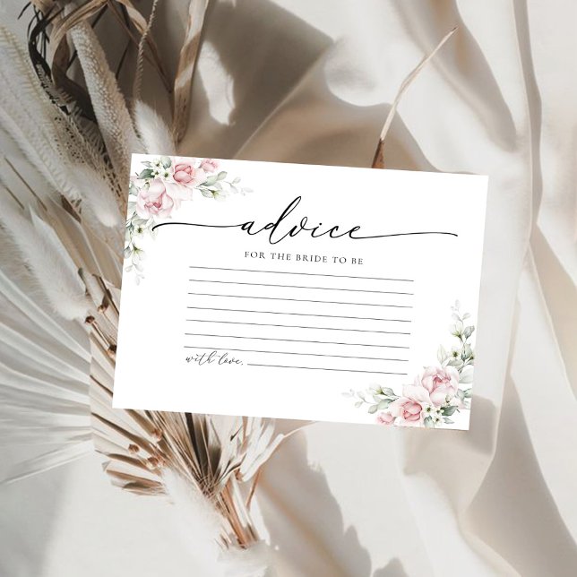 Blush Pink Roses Bridal Shower Advice Card (Creator Uploaded)