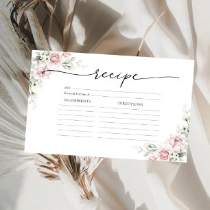 Blush Pink Roses Bridal Shower Large Recipe Card