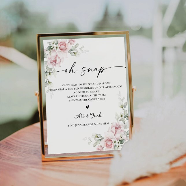 Blush Pink Roses Bridal Shower Oh Snap Sign (Creator Uploaded)