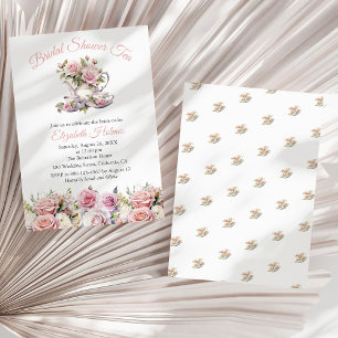 Blush Pink Roses Bridal Shower Tea Brunch  Invitation