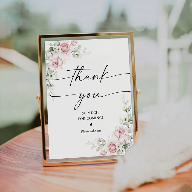 Blush Pink Roses Bridal Shower Thank You Sign (Creator Uploaded)