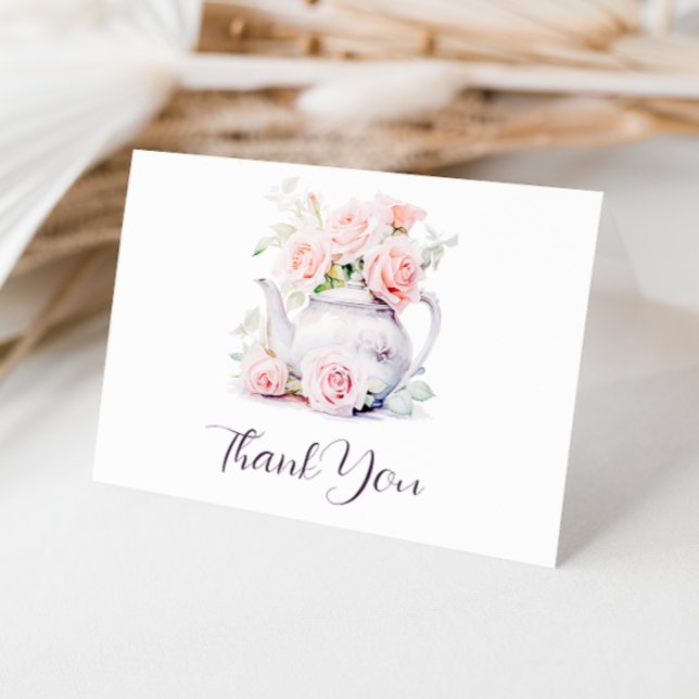 Blush Pink Roses Elegant Bridal Shower Thank You Card (Creator Uploaded)