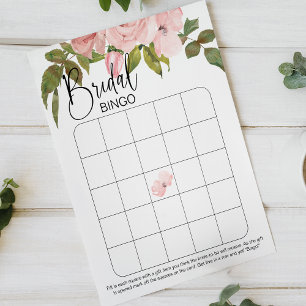 Blush Pink Roses Elegant Floral Bridal Bingo