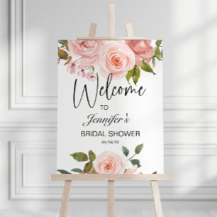 Blush Pink Roses Elegant Floral Bridal Shower Poster