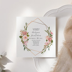Blush Pink Roses Floral Wedding Invitation