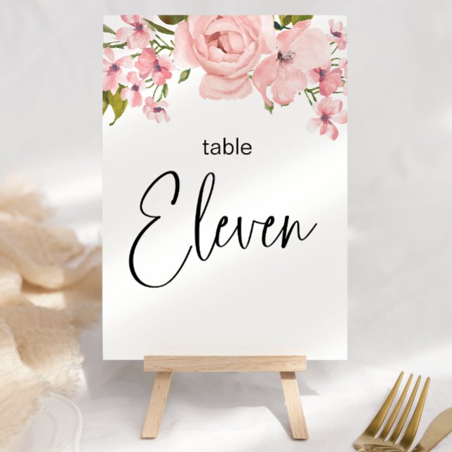 Blush Pink Roses Floral Wedding Table Number (Creator Uploaded)