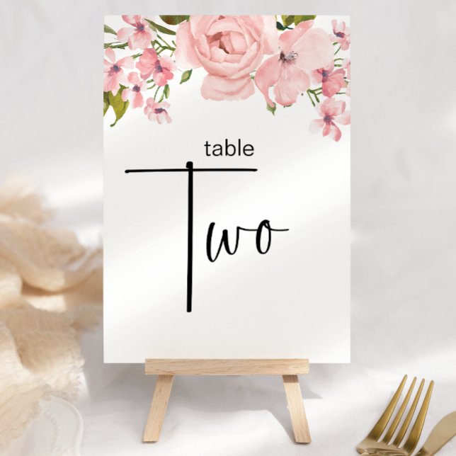 Blush Pink Roses Floral Wedding Table Number (Creator Uploaded)