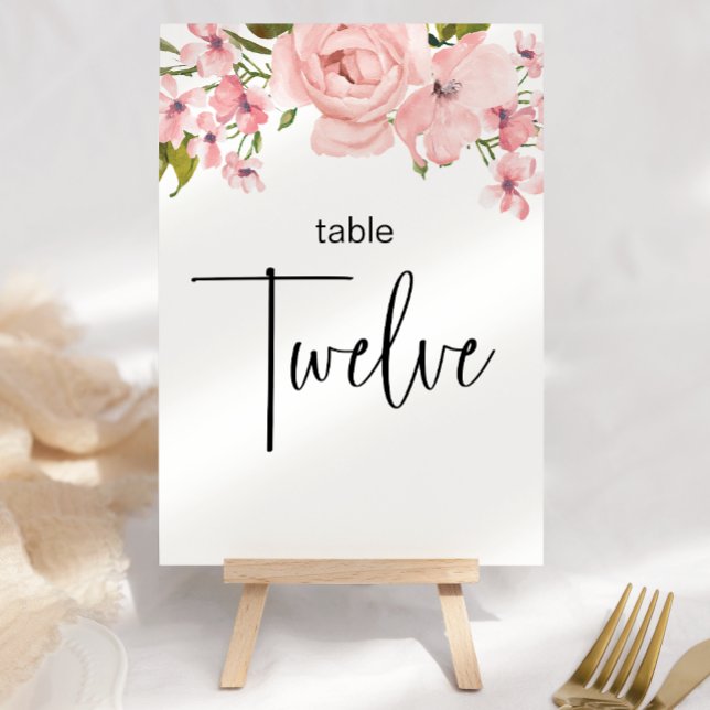 Blush Pink Roses Floral Wedding Table Number (Creator Uploaded)
