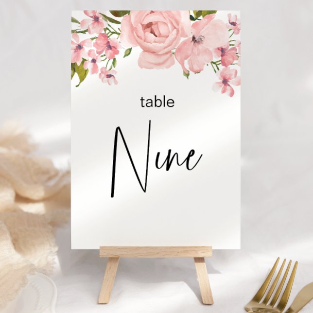 Blush Pink Roses Floral Wedding Table Number (Creator Uploaded)