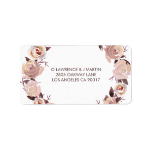 Blush Pink Roses Floral Wreath Label
