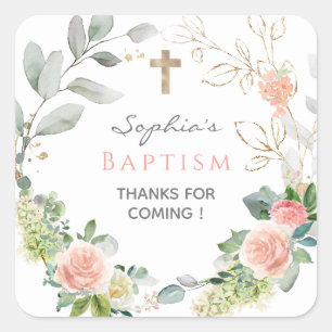 Blush Pink roses Girl Baptism Favour Tags