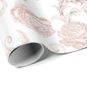 Blush Pink Roses Gold Powder Royal White Delicate Wrapping Paper