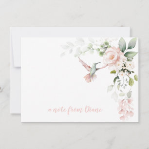 Blush Pink Roses Hummingbirds Greenery Card