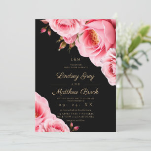 Blush Pink Roses Modern Divine Wedding Invitation
