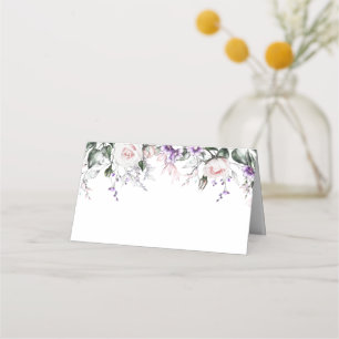 Blush Pink Roses Purple Wildflowers Placecards