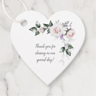 Blush Pink Roses Purple Wildflowers Wedding Favour Tags