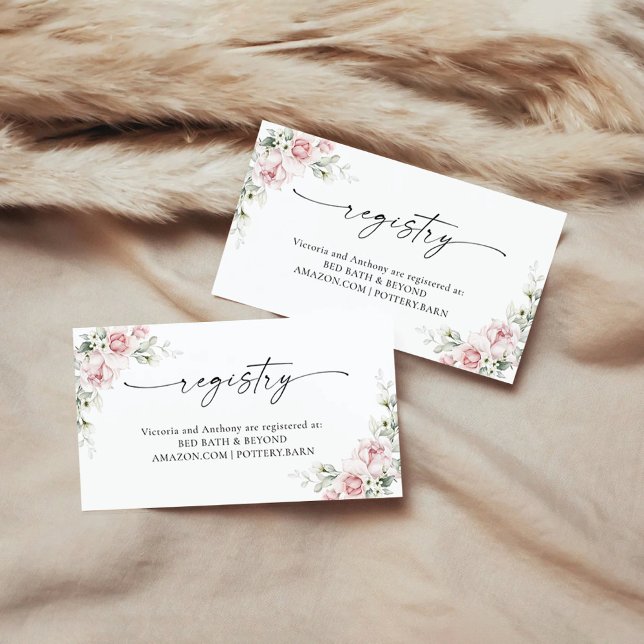 Blush Pink Roses Registry Enclosure Card (Creator Uploaded)
