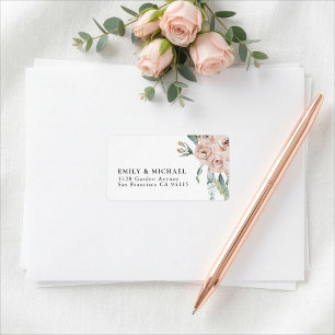 Blush Pink Roses Romantic Wedding Return Address Label