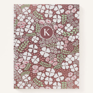 Blush Pink Roses Sage Green White Floral Rose Gold Notebook