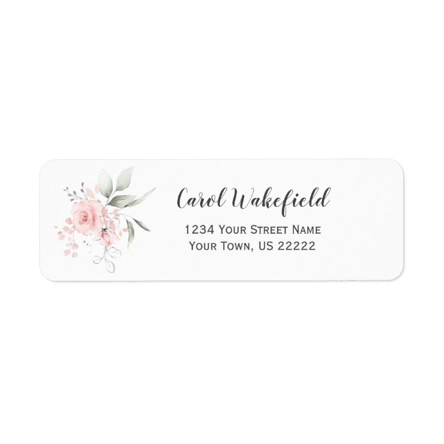 Blush Pink Roses Sage Greenery Return Address Label (Front)