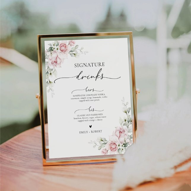 Blush Pink Roses Signature Drinks Sign (Creator Uploaded)