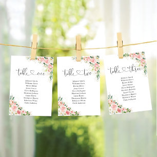 Blush Pink Roses Table Number 2 Seating Chart