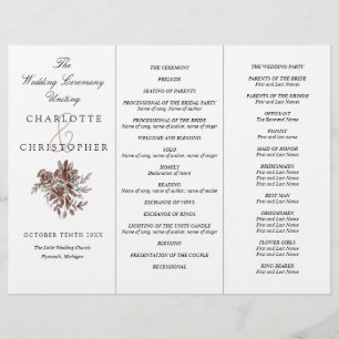 Blush pink roses Tri-Fold wedding program