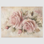 Blush Pink Roses Vintage Floral Decoupage Tissue Paper<br><div class="desc">Bring the charm of a romantic garden into your home with our enchanting Pink Rose and Bee decoupage tissue paper. This stunning design showcases a breathtaking bouquet of blush pink roses, their petals so realistic you can almost smell their sweet fragrance. The delicate presence of bees adds a touch of...</div>