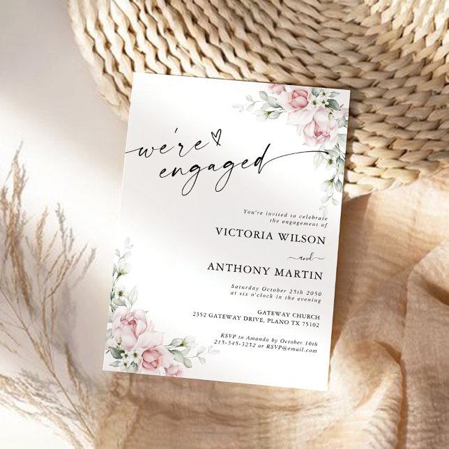 Blush Pink Roses We are engaged Invitation (Creator Uploaded)