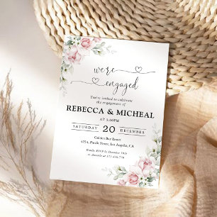 Blush Pink Roses We are engaged Invitation