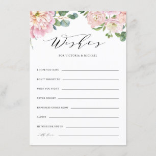 Blush Pink Roses Wedding Advice and Wishes Card