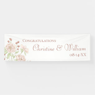 Blush Pink Roses Wedding Banner Modern