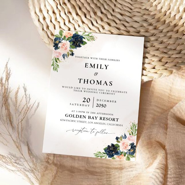 Blush Pink Roses Wedding Ceremony Invitation (Creator Uploaded)