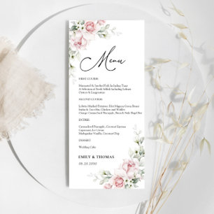 Blush Pink Roses Wedding Ceremony Menu