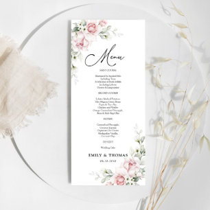 Blush Pink Roses Wedding Ceremony Menu