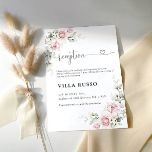 Blush Pink Roses Wedding Ceremony Reception Card