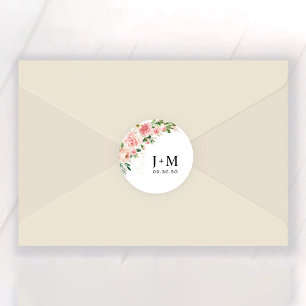 Blush Pink Roses Wedding Classic Round Sticker