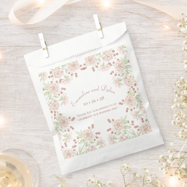 Blush Pink Roses Wedding Favour Bag (Clipped)