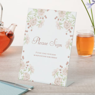 Blush Pink Roses Wedding Guest Book Sign