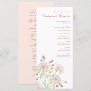 Blush Pink Roses Wedding Modern Programs