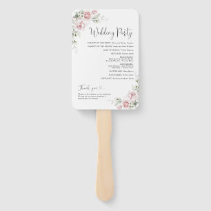 Blush Pink Roses Wedding Program Hand Fan