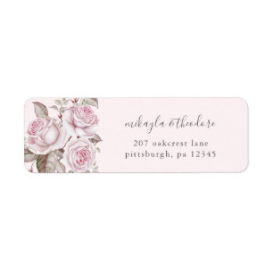 Blush Pink Roses Wedding Return Address Label