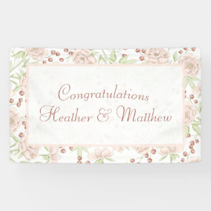 Blush Pink Roses Wedding Vintage Banner
