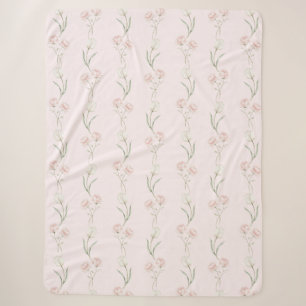 Blush Pink Roses White Tulips Sherpa Blanket