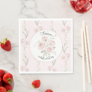 Blush Pink Roses White Tulips Wedding Napkin
