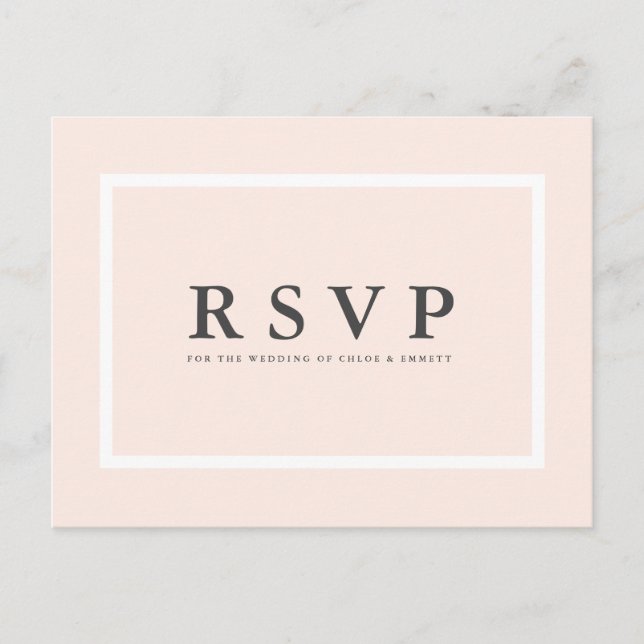 Blush Pink RSVP Postcard with Meal Options (Front)