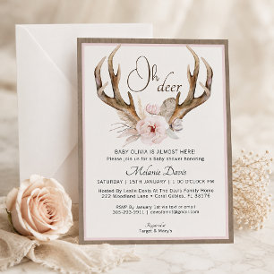 Blush Pink Rustic Baby Shower Invitation – Boho Fl