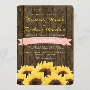 BLUSH PINK RUSTIC SUNFLOWER WEDDING INVITATION