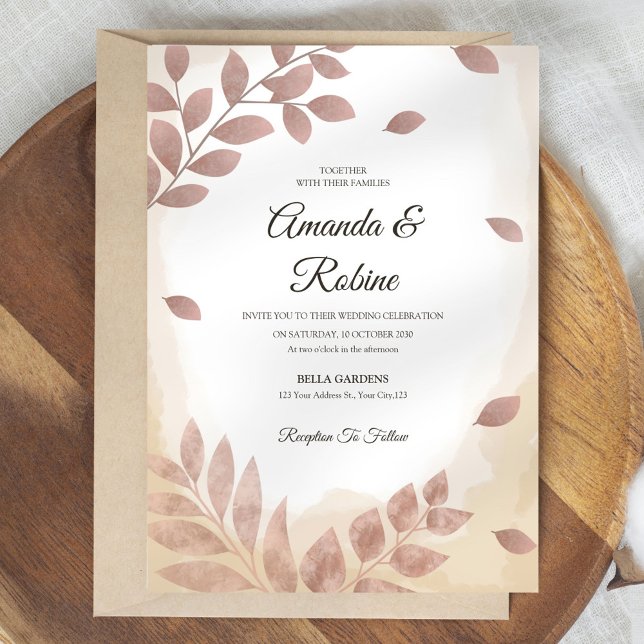 Blush Pink Rustic Wedding Invitation (Creator Uploaded)