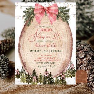 Blush Pink Rustic Winter Forest Bridal Shower Invitation